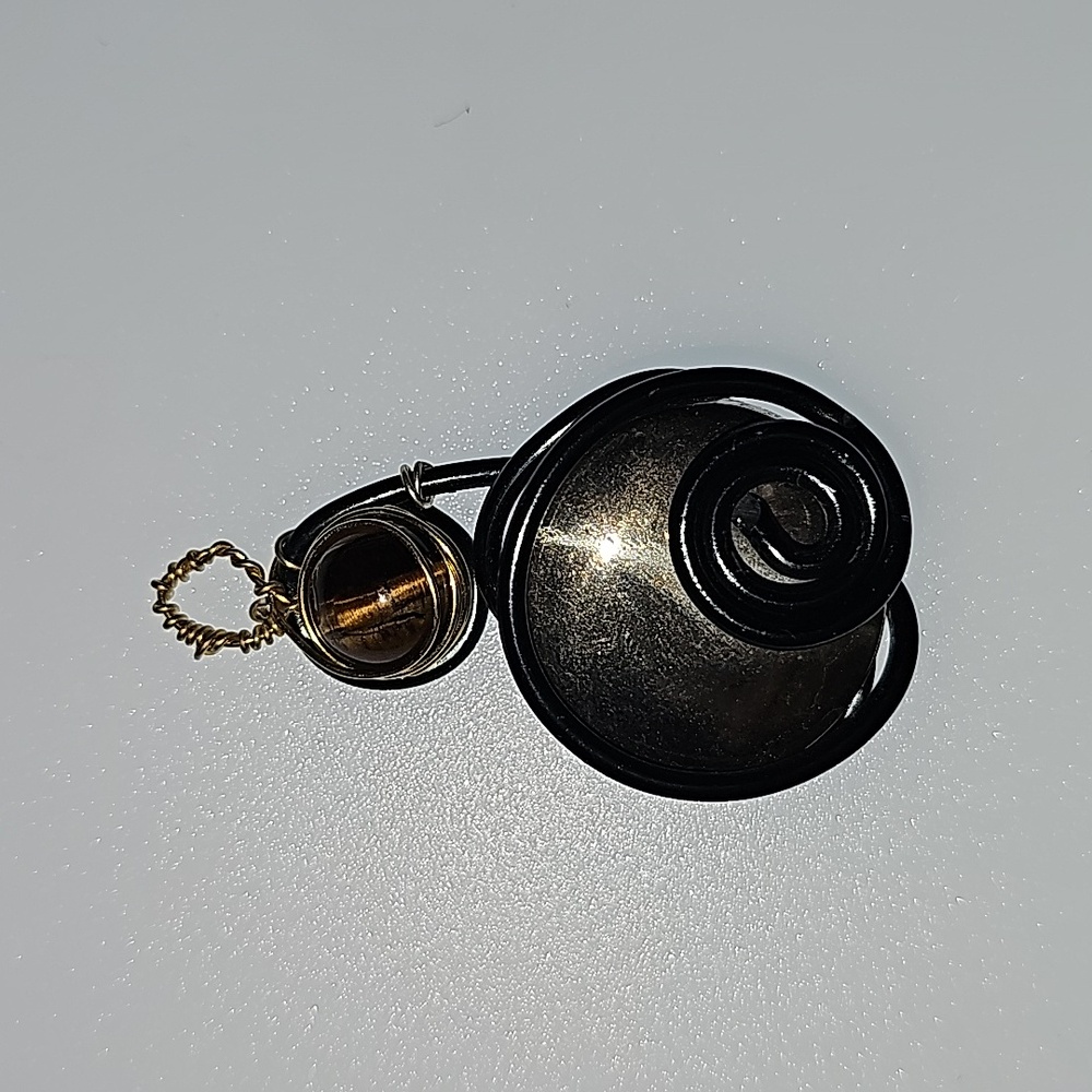 Wire wrapped pyrite and tigers eye